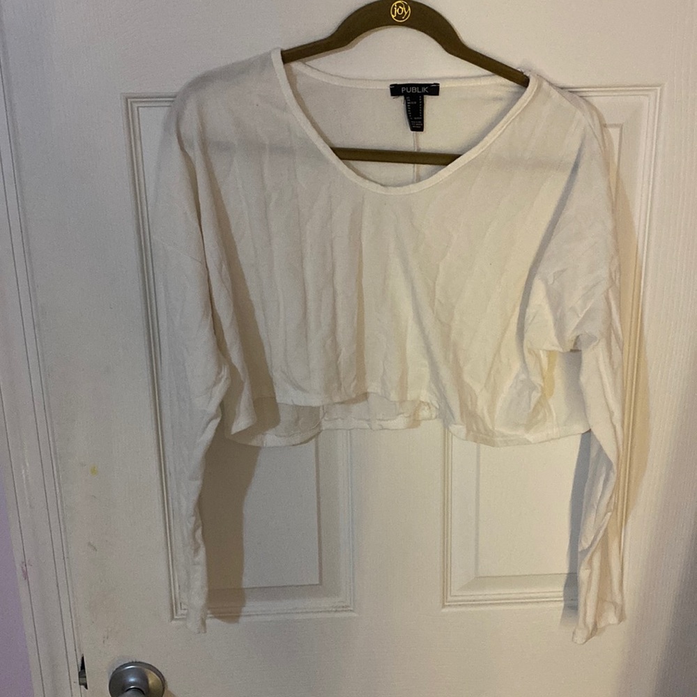 long sleeve cropped white tee